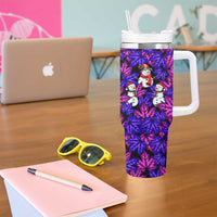 Christmas Snowman Leaves Tumbler With Handle Xmas Holiday Patterns - Wonder Print Shop