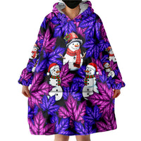 Christmas Snowman Leaves Wearable Blanket Hoodie Xmas Holiday Patterns - Wonder Print Shop