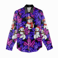 Christmas Snowman Leaves Women Casual Shirt Xmas Holiday Patterns - Wonder Print Shop