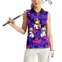 Christmas Snowman Leaves Women Sleeveless Polo Shirt Xmas Holiday Patterns - Wonder Print Shop