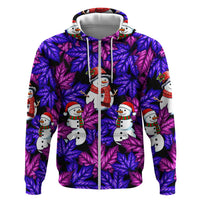 Christmas Snowman Leaves Zip Hoodie Xmas Holiday Patterns - Wonder Print Shop