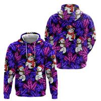 Christmas Snowman Leaves Zip Hoodie Xmas Holiday Patterns - Wonder Print Shop