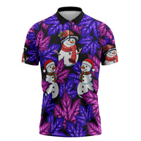 Christmas Snowman Leaves Zipper Polo Shirt Xmas Holiday Patterns - Wonder Print Shop