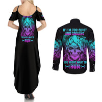 If I'm Too Quiet And Smiling Couples Matching Summer Maxi Dress and Long Sleeve Button Shirt - Wonder Print Shop