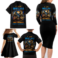 I Am Who I Am Family Matching Long Sleeve Bodycon Dress and Hawaiian Shirt - Wonder Print Shop
