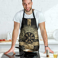 Vegvisir Compass Viking Apron with Yggdrasil Tree and Axe Symbols Norse Mythology Tribute - Wonder Print Shop