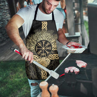 Vegvisir Compass Viking Apron with Yggdrasil Tree and Axe Symbols Norse Mythology Tribute - Wonder Print Shop