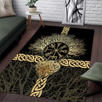 Vegvisir Compass Viking Area Rug with Yggdrasil Tree and Axe Symbols Norse Mythology Tribute - Wonder Print Shop