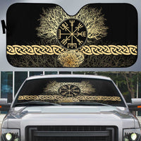 Vegvisir Compass Viking Auto Sun Shade with Yggdrasil Tree and Axe Symbols Norse Mythology Tribute - Wonder Print Shop