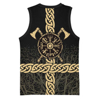 Vegvisir Compass Viking Basketball Jersey with Yggdrasil Tree and Axe Symbols Norse Mythology Tribute - Wonder Print Shop