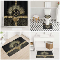 Vegvisir Compass Viking Bathroom Set with Yggdrasil Tree and Axe Symbols Norse Mythology Tribute - Wonder Print Shop