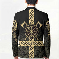 Vegvisir Compass Viking Blazer with Yggdrasil Tree and Axe Symbols Norse Mythology Tribute - Wonder Print Shop