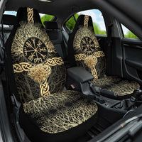 Vegvisir Compass Viking Car Seat Cover with Yggdrasil Tree and Axe Symbols Norse Mythology Tribute - Wonder Print Shop
