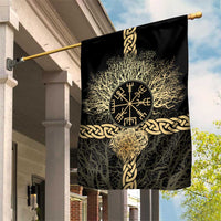 Vegvisir Compass Viking Garden Flag with Yggdrasil Tree and Axe Symbols Norse Mythology Tribute - Wonder Print Shop