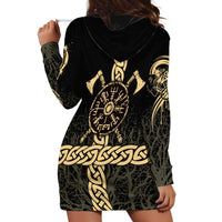 Vegvisir Compass Viking Hoodie Dress with Yggdrasil Tree and Axe Symbols Norse Mythology Tribute - Wonder Print Shop