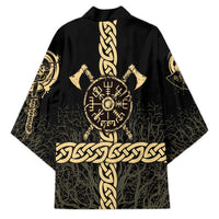 Vegvisir Compass Viking Kimono with Yggdrasil Tree and Axe Symbols Norse Mythology Tribute - Wonder Print Shop