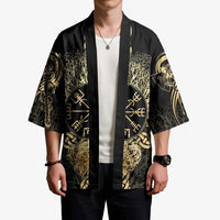 Vegvisir Compass Viking Kimono with Yggdrasil Tree and Axe Symbols Norse Mythology Tribute - Wonder Print Shop