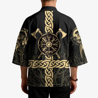 Vegvisir Compass Viking Kimono with Yggdrasil Tree and Axe Symbols Norse Mythology Tribute - Wonder Print Shop