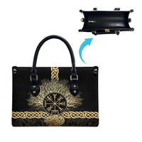 Vegvisir Compass Viking Leather Bag with Yggdrasil Tree and Axe Symbols Norse Mythology Tribute - Wonder Print Shop