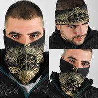 Vegvisir Compass Viking Neck Gaiter with Yggdrasil Tree and Axe Symbols Norse Mythology Tribute - Wonder Print Shop