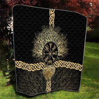Vegvisir Compass Viking Quilt with Yggdrasil Tree and Axe Symbols Norse Mythology Tribute - Wonder Print Shop