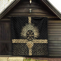 Vegvisir Compass Viking Quilt with Yggdrasil Tree and Axe Symbols Norse Mythology Tribute - Wonder Print Shop