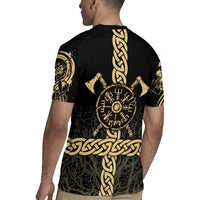Vegvisir Compass Viking Rugby Jersey with Yggdrasil Tree and Axe Symbols Norse Mythology Tribute - Wonder Print Shop