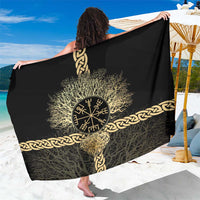 Vegvisir Compass Viking Sarong with Yggdrasil Tree and Axe Symbols Norse Mythology Tribute - Wonder Print Shop