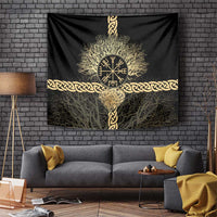 Vegvisir Compass Viking Tapestry with Yggdrasil Tree and Axe Symbols Norse Mythology Tribute - Wonder Print Shop
