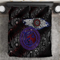 Fenrir Wolf Viking Bedding Set with Vegvisir Runes and Red Circle Norse Legend Tribute - Wonder Print Shop