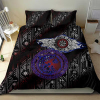 Fenrir Wolf Viking Bedding Set with Vegvisir Runes and Red Circle Norse Legend Tribute - Wonder Print Shop