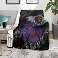 Fenrir Wolf Viking Blanket with Vegvisir Runes and Red Circle Norse Legend Tribute - Wonder Print Shop
