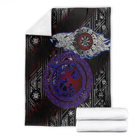 Fenrir Wolf Viking Blanket with Vegvisir Runes and Red Circle Norse Legend Tribute - Wonder Print Shop
