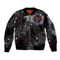 Fenrir Wolf Viking Bomber Jacket with Vegvisir Runes and Red Circle Norse Legend Tribute - Wonder Print Shop