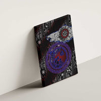 Fenrir Wolf Viking Canvas Wall Art with Vegvisir Runes and Red Circle Norse Legend Tribute - Wonder Print Shop