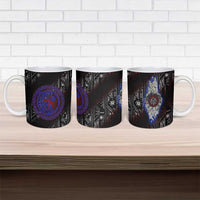 Fenrir Wolf Viking Ceramic Mug with Vegvisir Runes and Red Circle Norse Legend Tribute - Wonder Print Shop