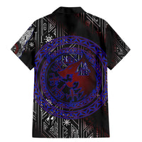 Fenrir Wolf Viking Family Matching Mermaid Dress and Hawaiian Shirt with Vegvisir Runes and Red Circle Norse Legend Tribute - Wonder Print Shop