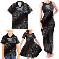 Fenrir Wolf Viking Family Matching Tank Maxi Dress and Hawaiian Shirt with Vegvisir Runes and Red Circle Norse Legend Tribute - Wonder Print Shop