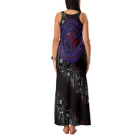 Fenrir Wolf Viking Family Matching Tank Maxi Dress and Hawaiian Shirt with Vegvisir Runes and Red Circle Norse Legend Tribute - Wonder Print Shop