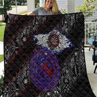 Fenrir Wolf Viking Quilt with Vegvisir Runes and Red Circle Norse Legend Tribute - Wonder Print Shop