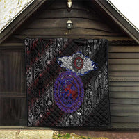 Fenrir Wolf Viking Quilt with Vegvisir Runes and Red Circle Norse Legend Tribute - Wonder Print Shop