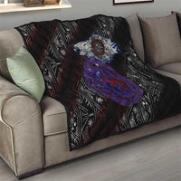Fenrir Wolf Viking Quilt with Vegvisir Runes and Red Circle Norse Legend Tribute - Wonder Print Shop