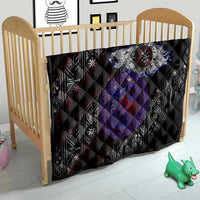 Fenrir Wolf Viking Quilt with Vegvisir Runes and Red Circle Norse Legend Tribute - Wonder Print Shop