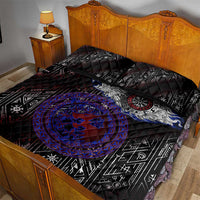 Fenrir Wolf Viking Quilt Bed Set with Vegvisir Runes and Red Circle Norse Legend Tribute - Wonder Print Shop