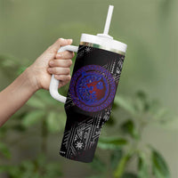 Fenrir Wolf Viking Tumbler With Handle with Vegvisir Runes and Red Circle Norse Legend Tribute - Wonder Print Shop