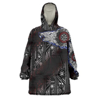 Fenrir Wolf Viking Wearable Blanket Hoodie with Vegvisir Runes and Red Circle Norse Legend Tribute - Wonder Print Shop