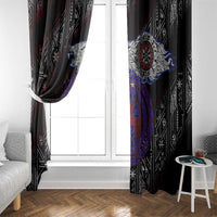 Fenrir Wolf Viking Window Curtain with Vegvisir Runes and Red Circle Norse Legend Tribute - Wonder Print Shop