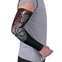 Viking Warrior Arm Sleeves with Runes and Blood Battle Scene Norse Valor Tribute - Wonder Print Shop