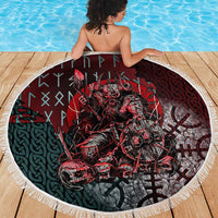 Viking Warrior Beach Blanket with Runes and Blood Battle Scene Norse Valor Tribute - Wonder Print Shop