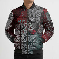 Viking Warrior Bomber Puffer Jacket with Runes and Blood Battle Scene Norse Valor Tribute - Wonder Print Shop